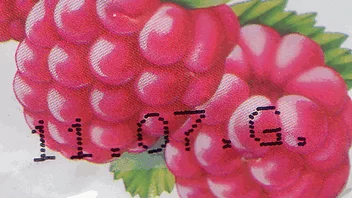 Dot matrix text on a complex background, correctly recognized by MVTec OCR.
